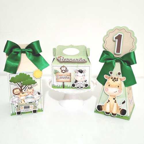 Kit 15 caixinhas personalizadas - Safari Baby