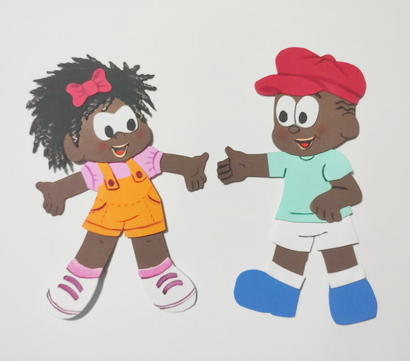 2 crianças negras de 23cm - Jeremias e Milena