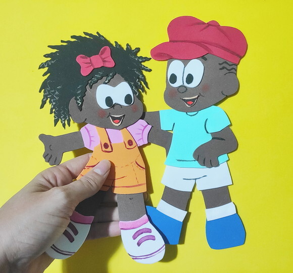 2 crianças negras de 23cm - Jeremias e Milena