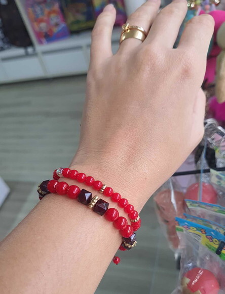 2 Pulseira Vermelha de Micangas Ousada Bijuteria