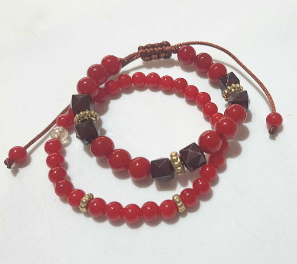 2 Pulseira Vermelha de Micangas Ousada Bijuteria