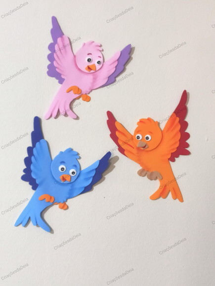 3 Passarinhos de 20 cm de Eva - 20 x 25 cm Cada