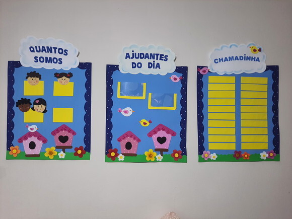 3 Peças Rotina em Eva para Sala de Aula - Tema Passarinho