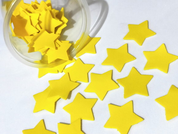 50 Apliques de Mini Estrelas de Eva (4 Cm) Cor Única