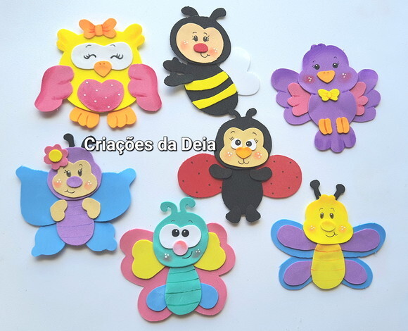 Animais Que Voam em Eva - Kit 7 Unidades 12 a 10 cm