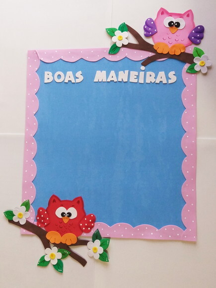 Boas Maneiras- Painel de Sala de Aula Tema Corujas
