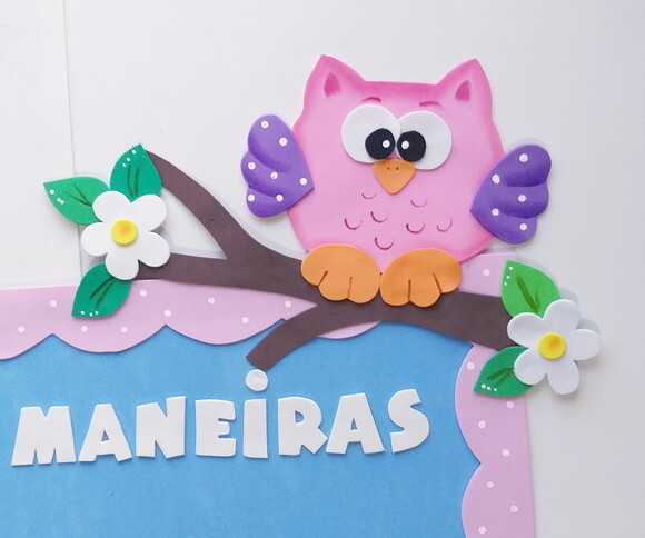 Boas Maneiras- Painel de Sala de Aula Tema Corujas