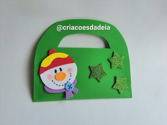 Bolsinha Porta Doces de Natal em Eva - Boneco de Neve