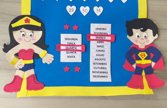 Calendário de Eva para Sala de Aula - Super Heróis
