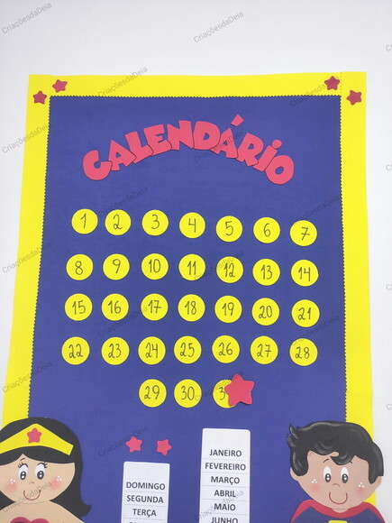 Calendário de Eva para Sala de Aula - Super Heróis 58x85cm