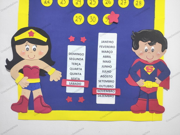 Calendário de Eva para Sala de Aula - Super Heróis 58x85cm