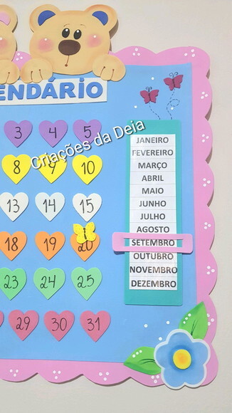 Calendário Escolar em Eva Tema Ursinho