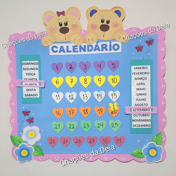 Calendário Escolar em Eva Tema Ursinho