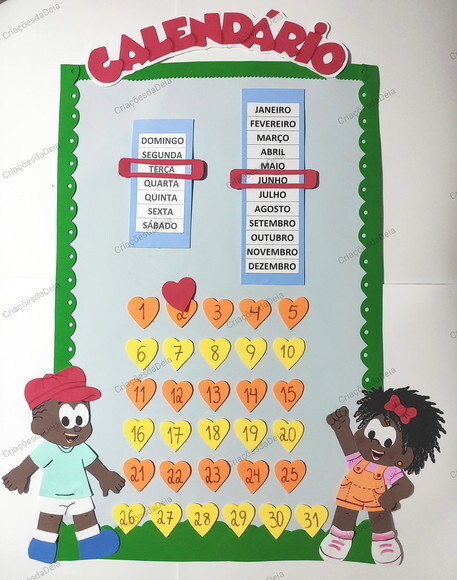 Calendário Escolar Eva Sala de Aula - Crianças Negra 58x80cm