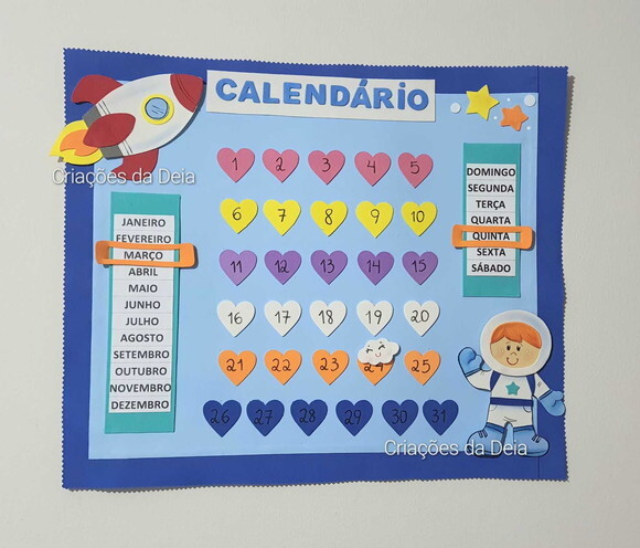 Calendário Tema Astronauta em Eva