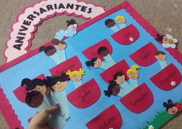 Cartaz Grande de Aniversariantes do Ano para Escola - em Eva