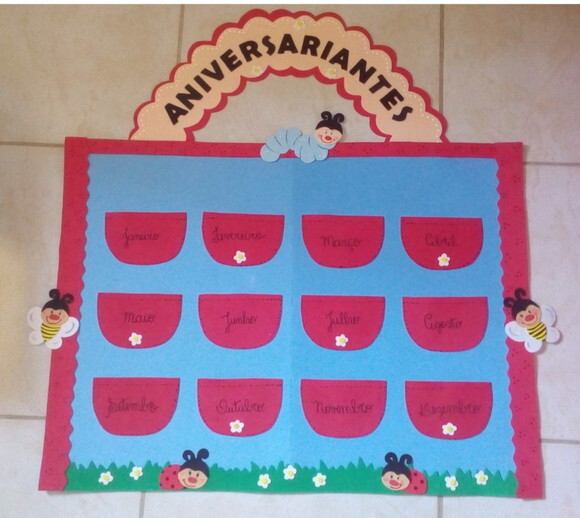 Cartaz Grande de Aniversariantes do Ano para Escola - em Eva
