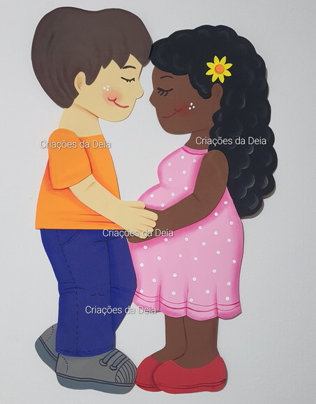 Casal Mulher Grávida e Homem em Eva - Mural de Família