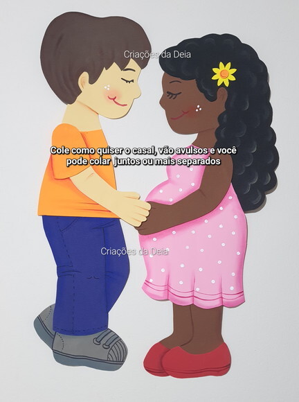 Casal Mulher Grávida e Homem em Eva - Mural de Família