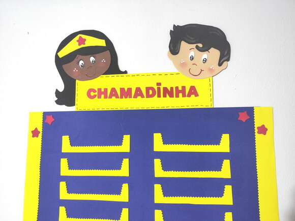 Chamadinha com Box para Sala de Aula Tema Heróis 100x52