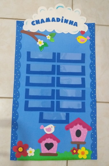 Chamadinha com Box para Sala de Aula Tema Passarinhos 90x50c