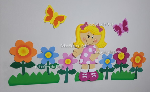 Criança na Natureza Painel Menina e Flores Jardim Grande Eva