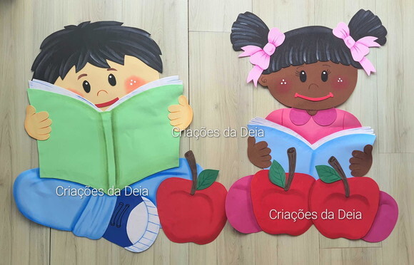 Crianças Lendo - Kit 2 Peças (tamanho 60 a 65 cm Cada)