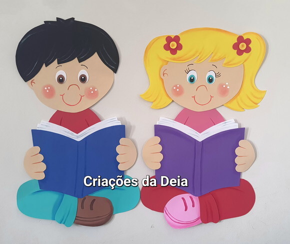 Crianças Lendo - Kit 2 Peças (tamanho 60 a 65 cm Cada)