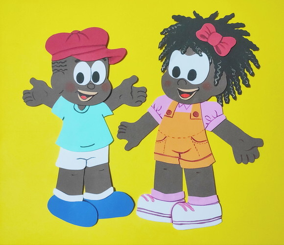 Crianças Negras em Eva 30 cm - Jeremias e Milena