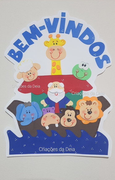 Decoração de Porta Arca de Noé e Animais Bem Vindos em Eva