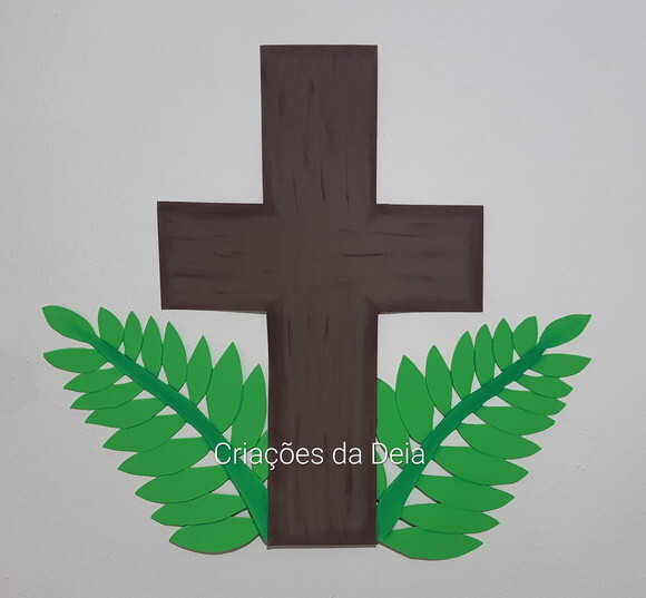 Cruz Símbolo da Páscoa e Ressurreição de Jesus 47 x 50cm Eva