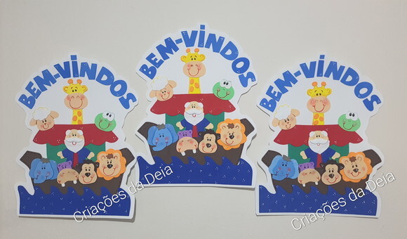 Decoração de Porta Arca de Noé e Animais Bem Vindos em Eva