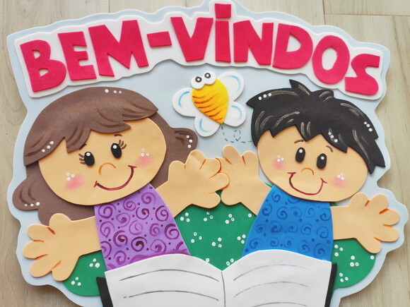 Decoração de Porta Bem Vindos Crianças para Escola em Eva