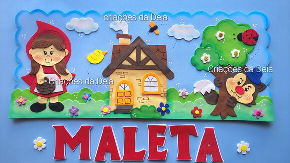 Decoracao Maleta da Leitura Kit Chapéuzinho Vermelho em Eva