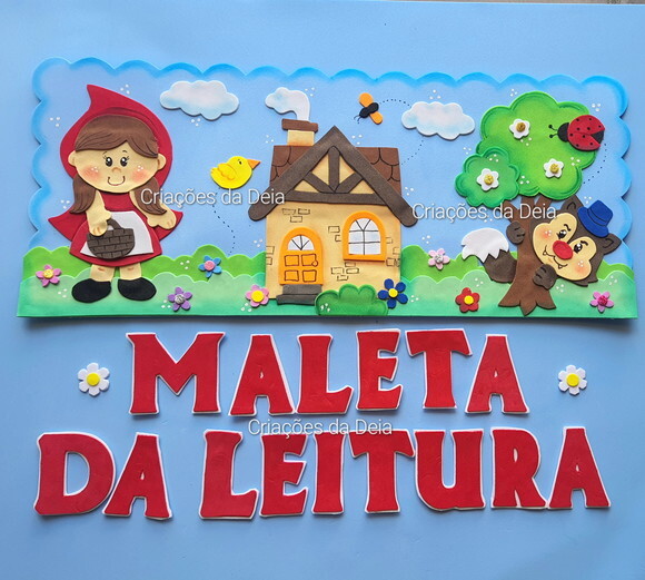 Decoracao Maleta da Leitura Kit Chapéuzinho Vermelho em Eva