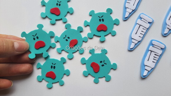 Desenhos Avulsos de Vírus e Vacina Kit 20 Itens em E.v.a.