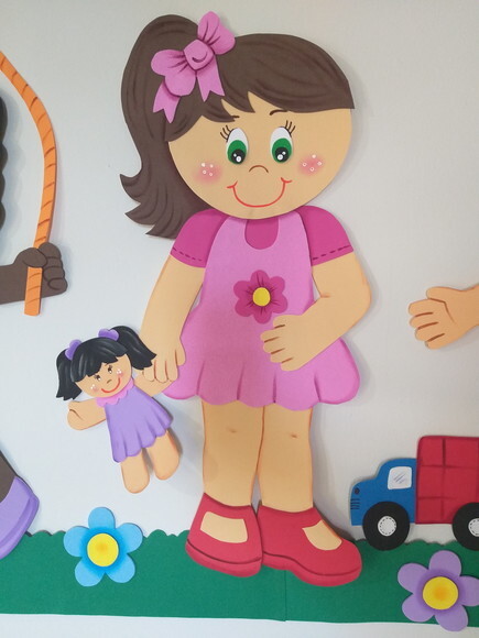 Dia das Crianças Painel de Eva Grande com 3 Crianças