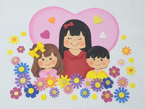 Dia das Mães - Mãe e Filhos Completo Painel em Eva
