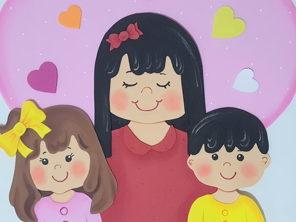 Dia das Mães - Mãe e Filhos Completo Painel em Eva