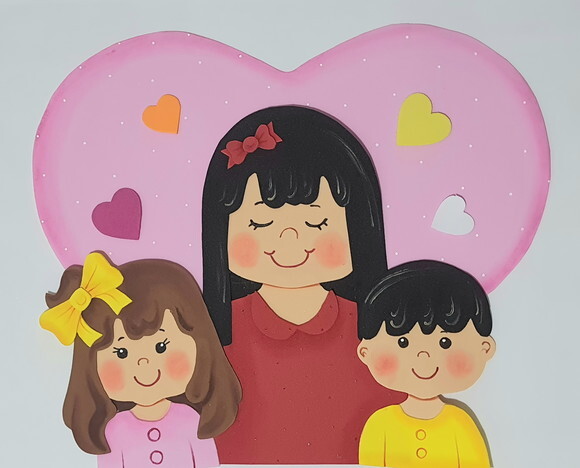 Dia das Mães - Mãe e Filhos Completo Painel em Eva