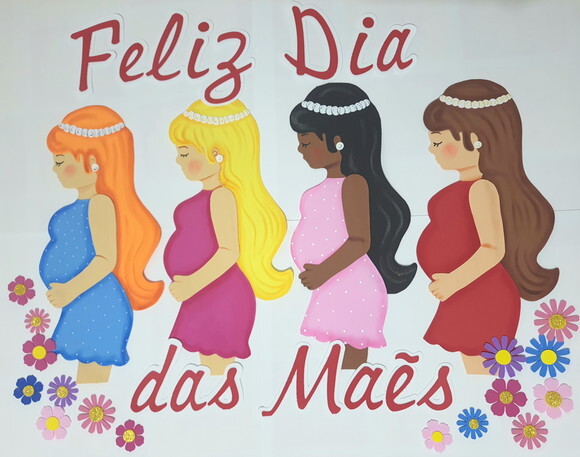 Dia das Mães - Painel Mulheres Grávidas Decoração em Eva