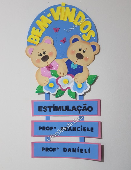 Enfeite Bem Vindos para Porta em Eva Ursinhos com Nomes