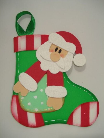 Enfeite de Natal em Eva - Meia de Papai Noel 30cm