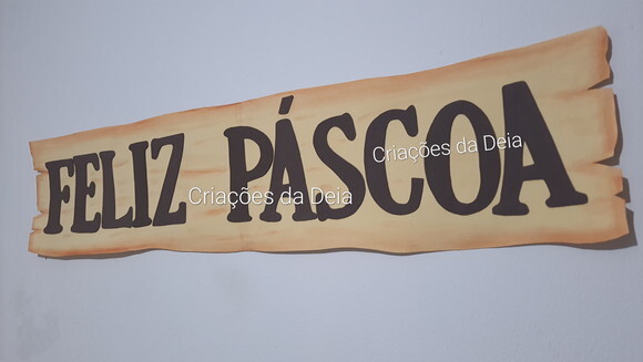 Feliz Páscoa Frase para Painel 93 cm Placa em Eva