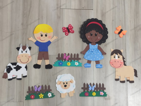 Fazendinha em Eva - Crianças e Animais Pequenos para Painel