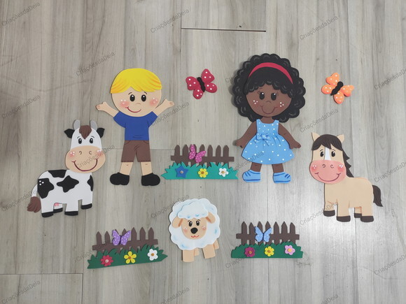 Fazendinha em Eva - Crianças e Animais Pequenos para Painel
