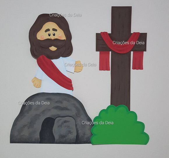 Jesus Cristo Tamanho 60 cm e a Cruz em Eva Páscoa