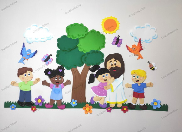 Jesus e as Crianças - Tema Bíblico para Decoração em Eva