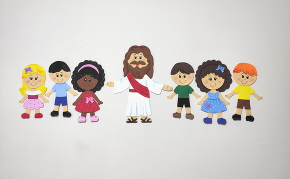 Jesus e as Crianças - Tema Bíblico para Decoração em Eva