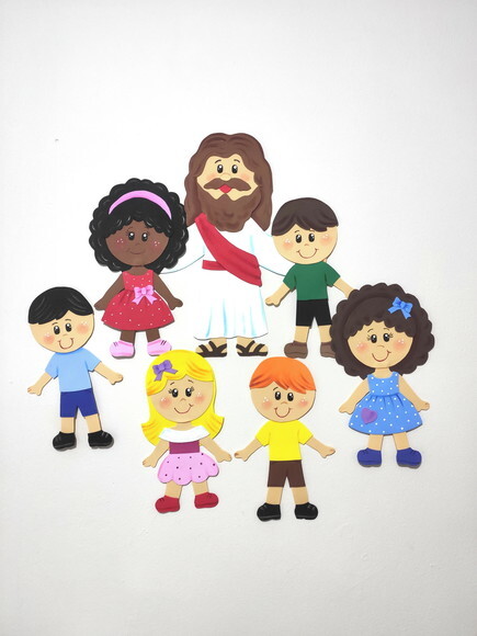 Jesus e as Crianças - Tema Bíblico para Decoração em Eva